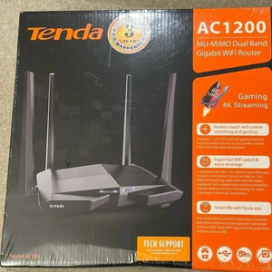 Tenda AC1200 MU-MIMO Dual Band Gigabit WiFi Router, Model AC10U, NIB